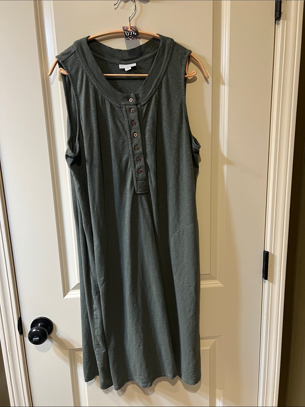 J. Jill Sleeveless Henley Knit Dress in Olive H074